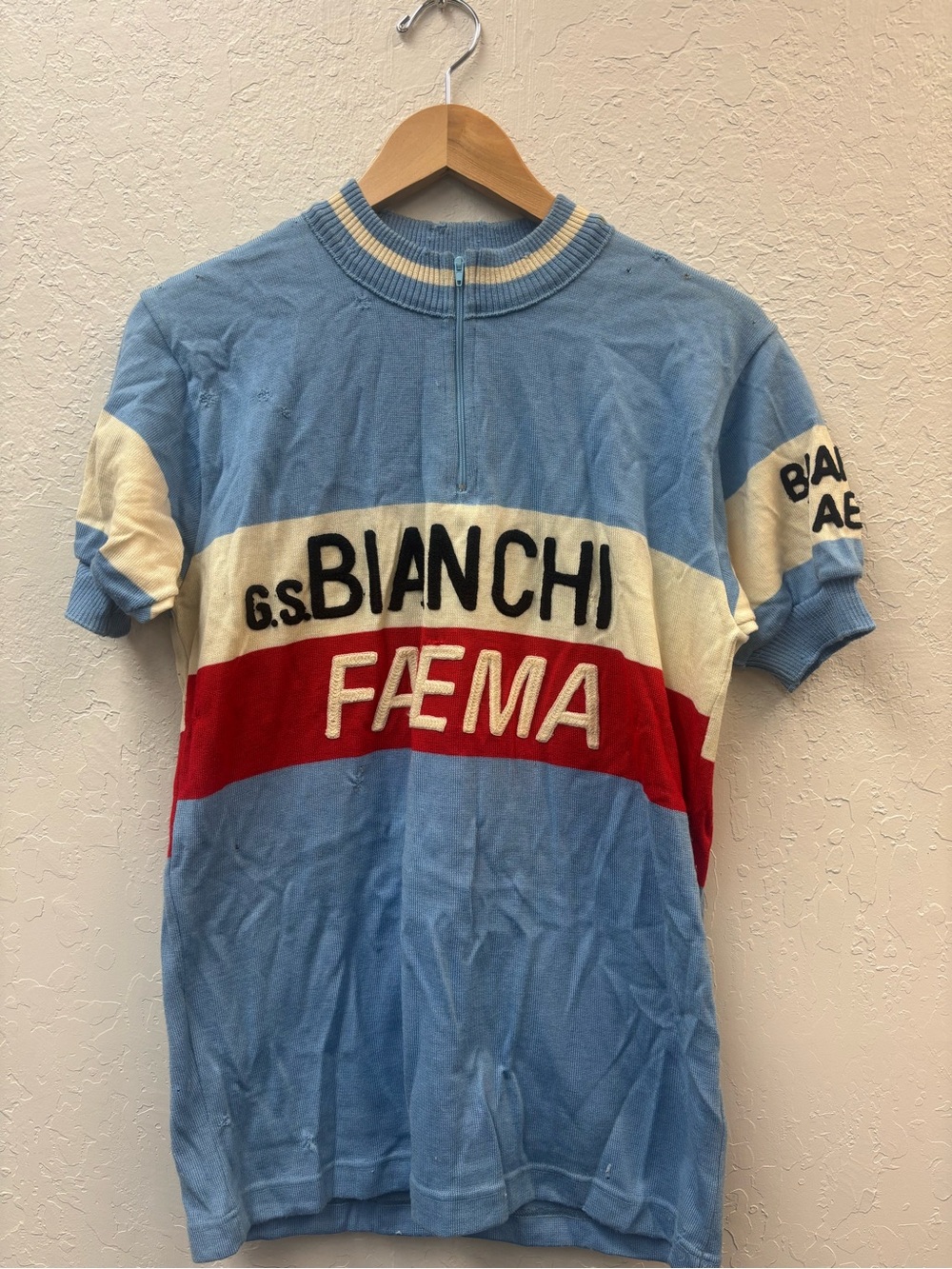 MAGLIA CICLISMO GIMONDI BIANCHI FAEMA 1978 IN LANETTA  Cycling Jersey L Rare